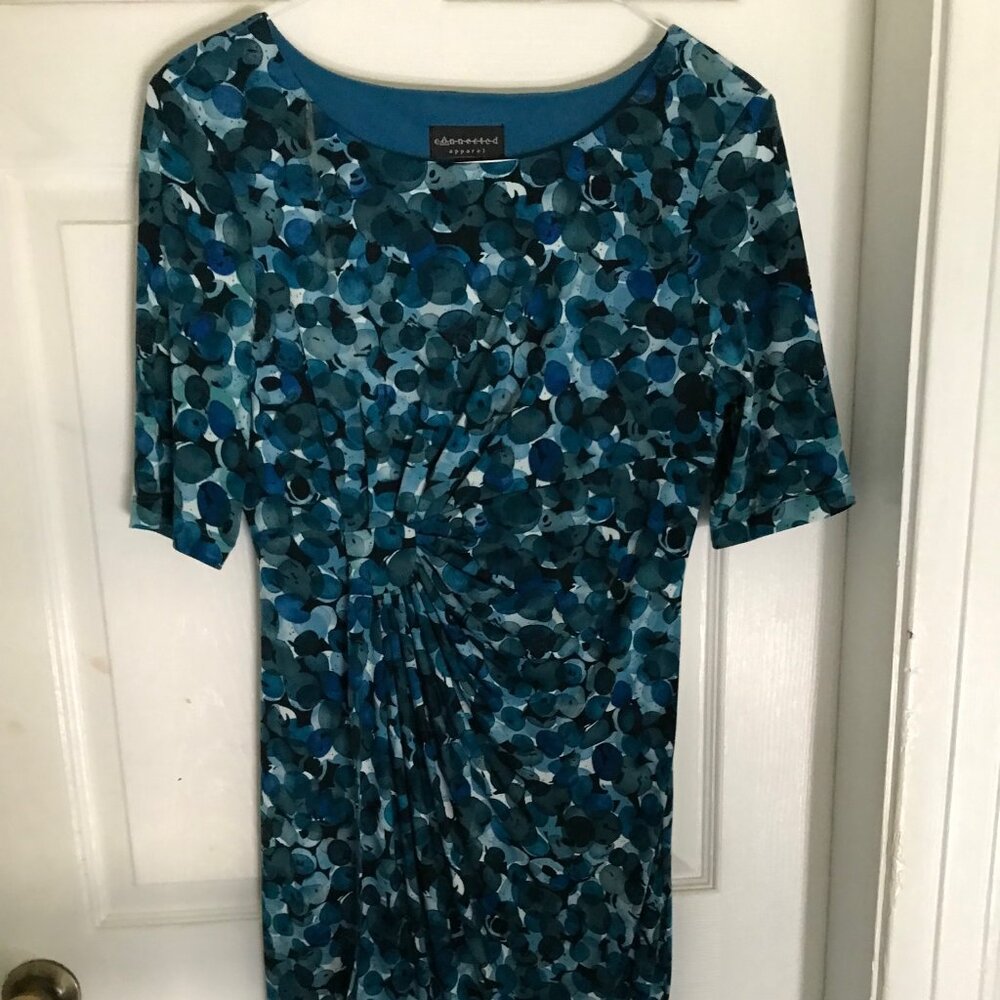 Connected Teal Print Cinch Waist Sheath Dress Size 8